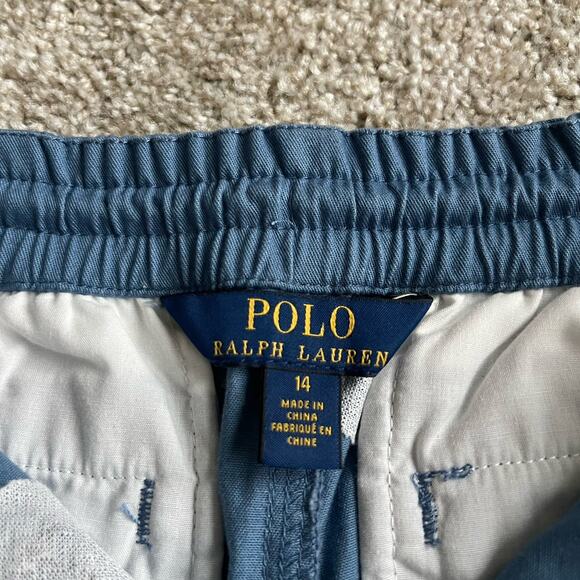 Polo Ralph Lauren Boys Drawstring Chino Shorts 14 Blue Allover Anchor Embroidery - Picture 6 of 11